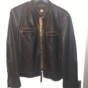 Marc New York Dark Brown Leather Bomber Jacket